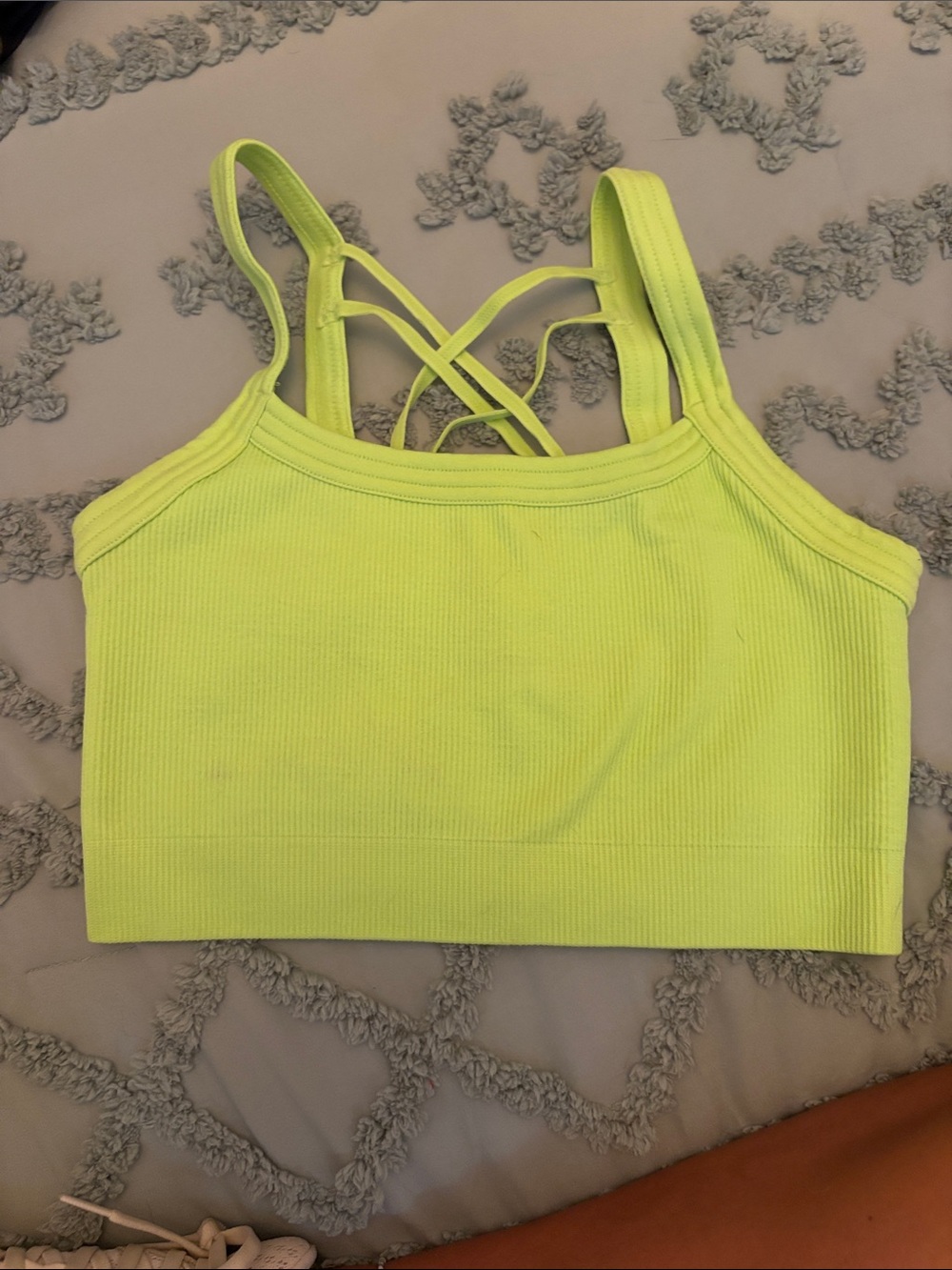 Yogalicious Neon Lime Ribbed Strappy Sports Bra